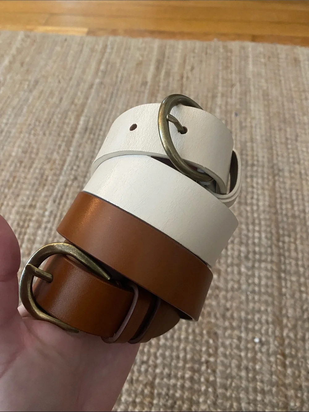 Loft lot of 2 Leather Belts with Brass Tone Hardware Medium